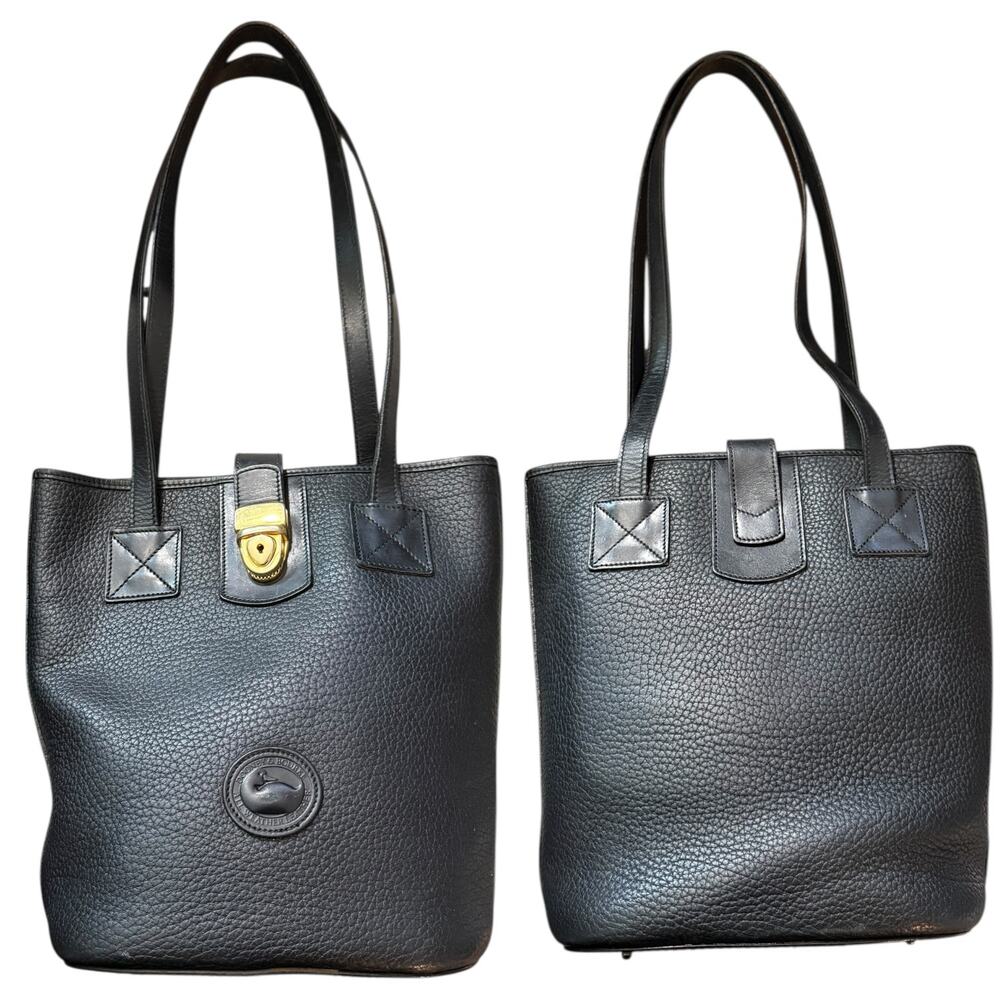 Dooney & Bourke Vintage Black All Weather Leather Bucket Bag Purse - Picture 2 of 10